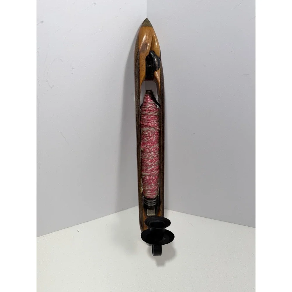 Vintage Steel Heddle Loom Shuttle Sconce - Pink Bobbin Candle Holder